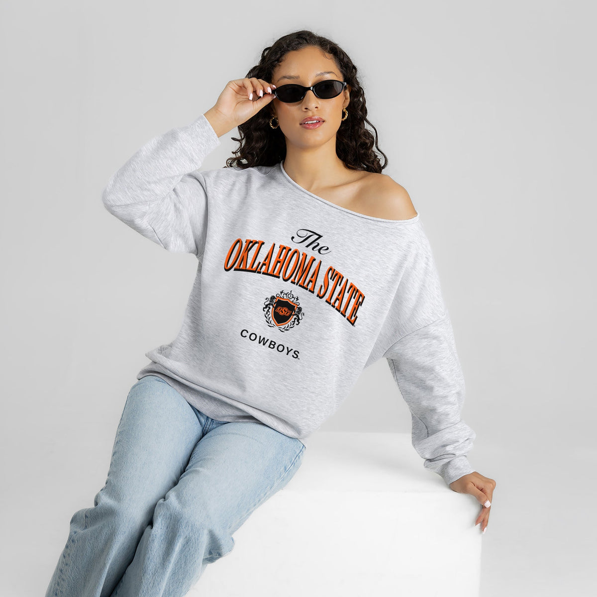 OKLAHOMA STATE COWBOYS OFFSIDES ENERGY RELAXED OFF-SHOULDER TOP