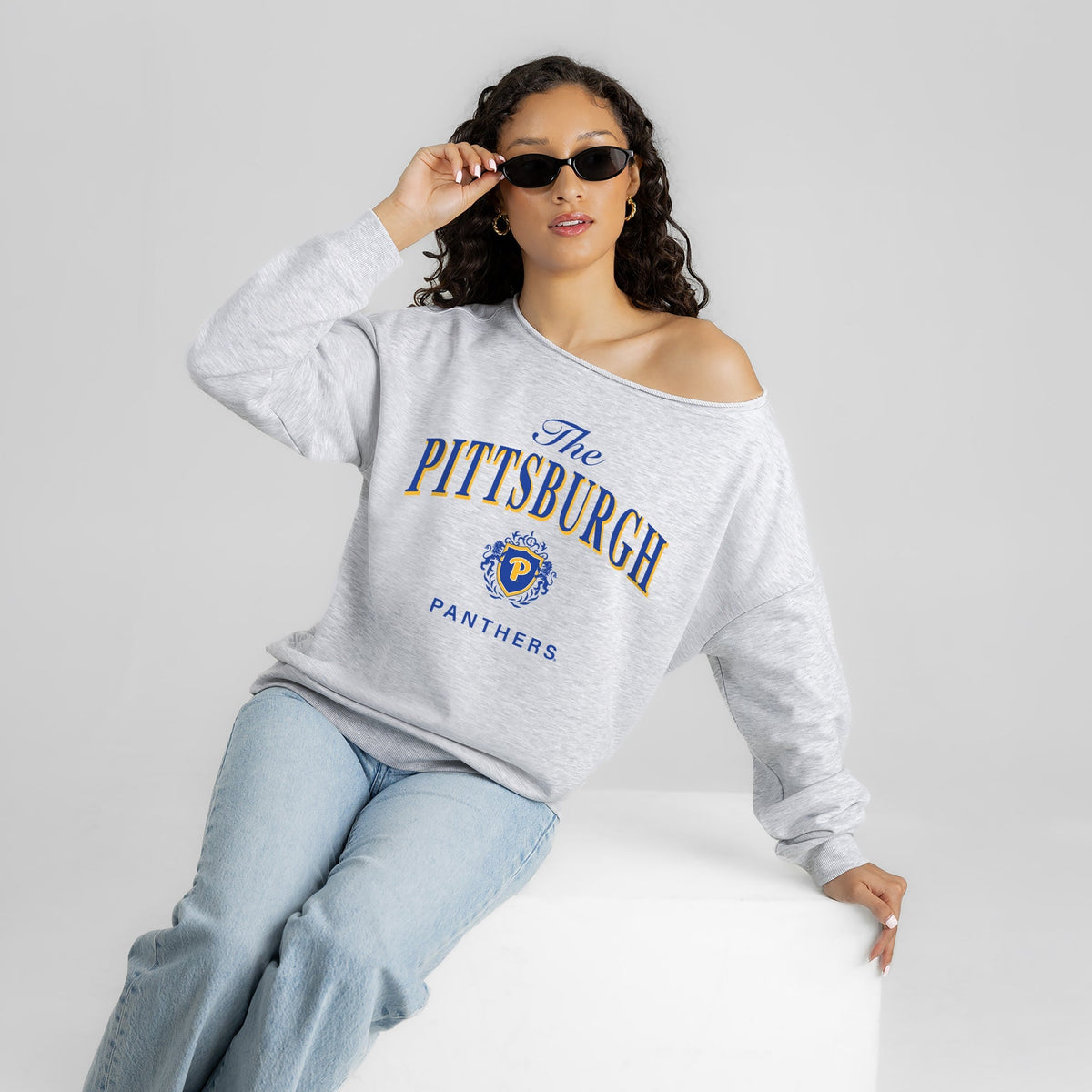 PITTSBURGH PANTHERS OFFSIDES ENERGY RELAXED OFF-SHOULDER TOP