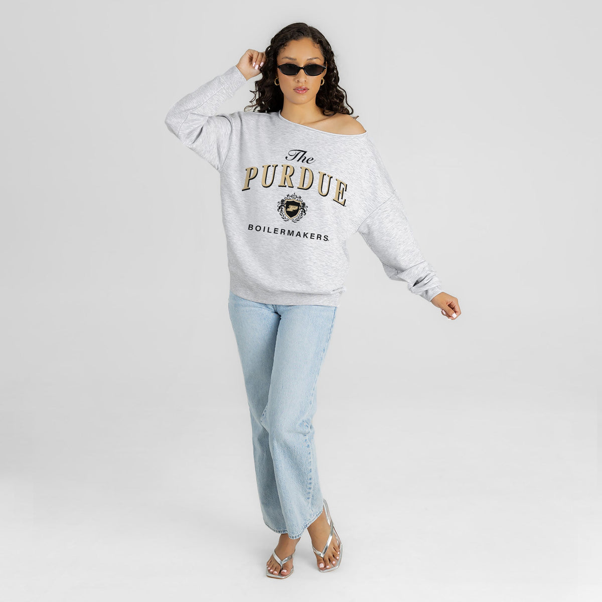 PURDUE BOILERMAKERS OFFSIDES ENERGY RELAXED OFF-SHOULDER TOP