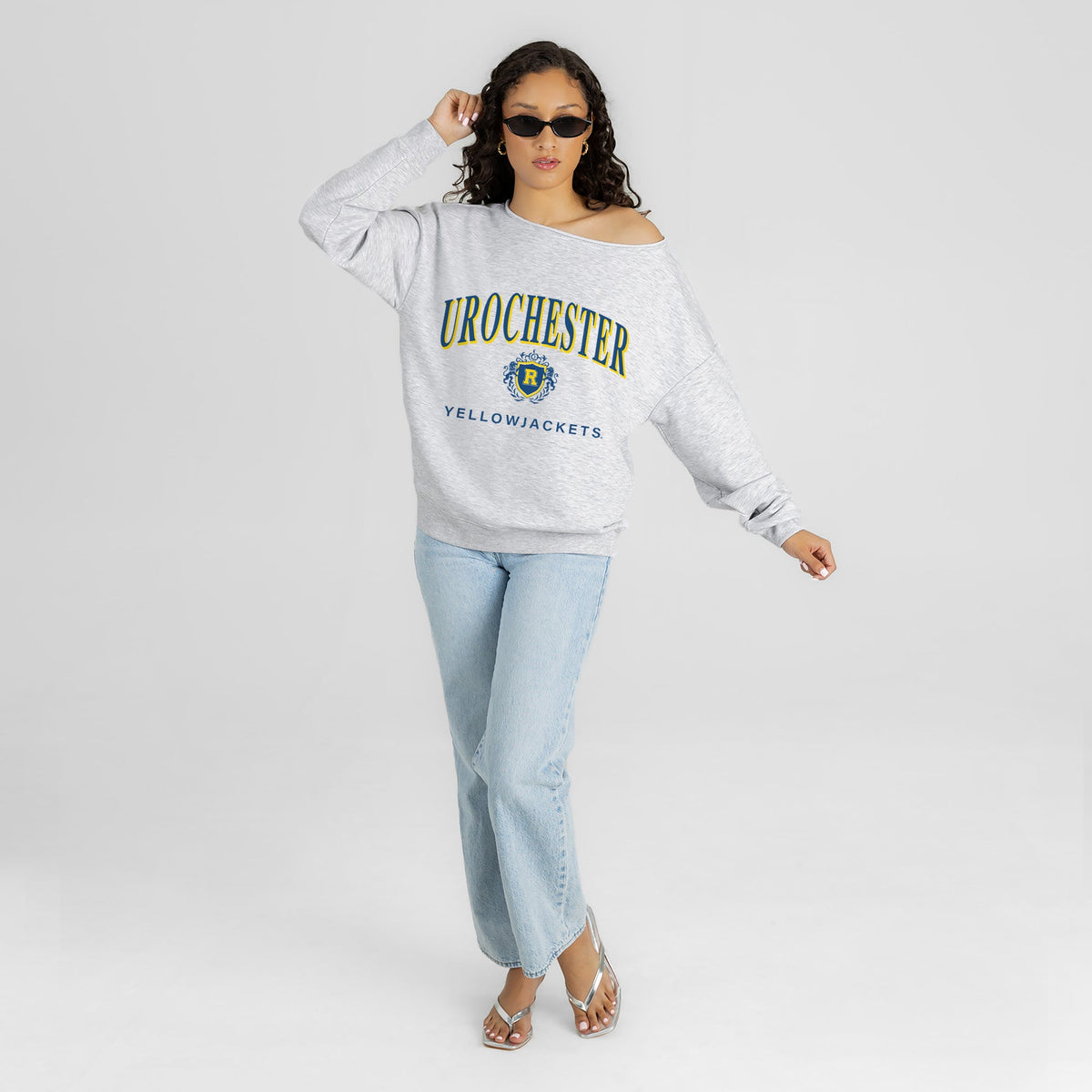 ROCHESTER YELLOWJACKETS OFFSIDES ENERGY RELAXED OFF-SHOULDER TOP