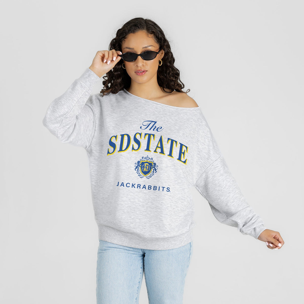 SOUTH DAKOTA STATE JACKRABBITS OFFSIDES ENERGY RELAXED OFF-SHOULDER TOP