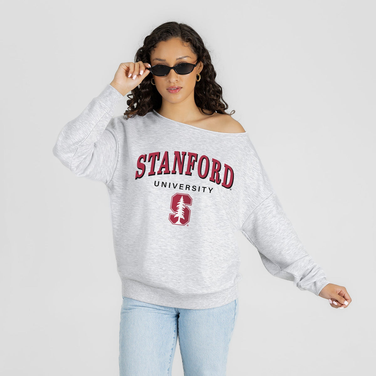 STANFORD CARDINAL OFFSIDES ENERGY RELAXED OFF-SHOULDER TOP
