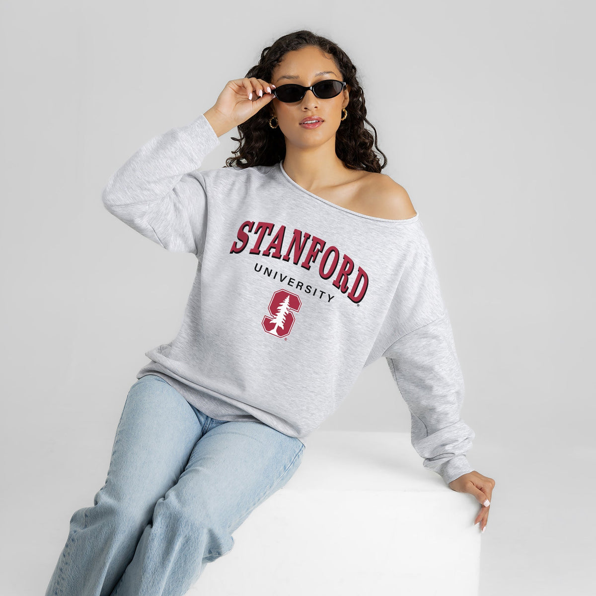STANFORD CARDINAL OFFSIDES ENERGY RELAXED OFF-SHOULDER TOP