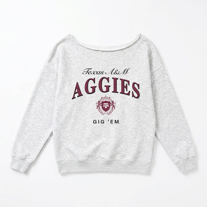 TEXAS A&M AGGIES OFFSIDES ENERGY RELAXED OFF-SHOULDER TOP