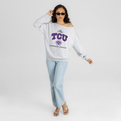 TCU HORNED FROGS OFFSIDES ENERGY RELAXED OFF-SHOULDER TOP