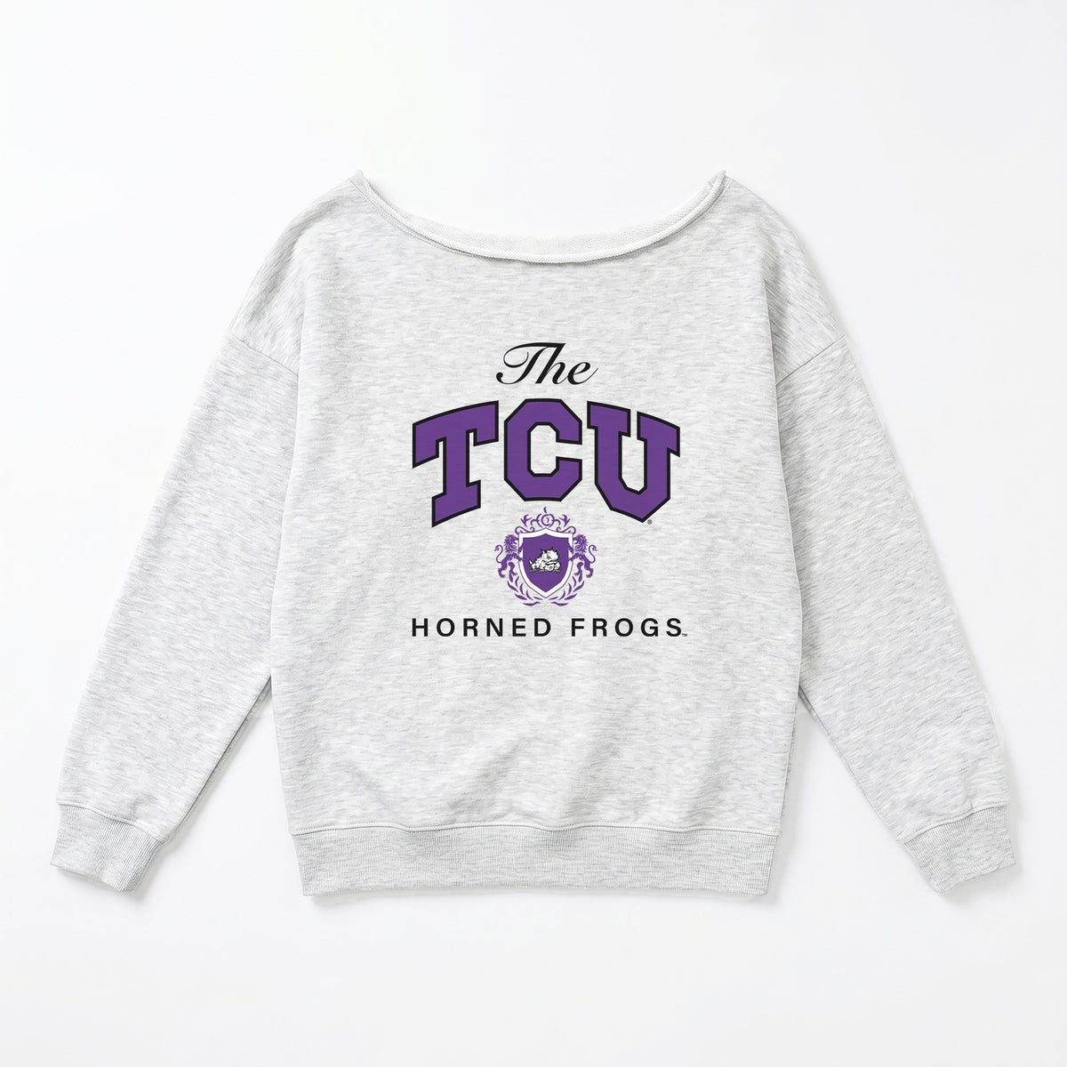 TCU HORNED FROGS OFFSIDES ENERGY RELAXED OFF-SHOULDER TOP