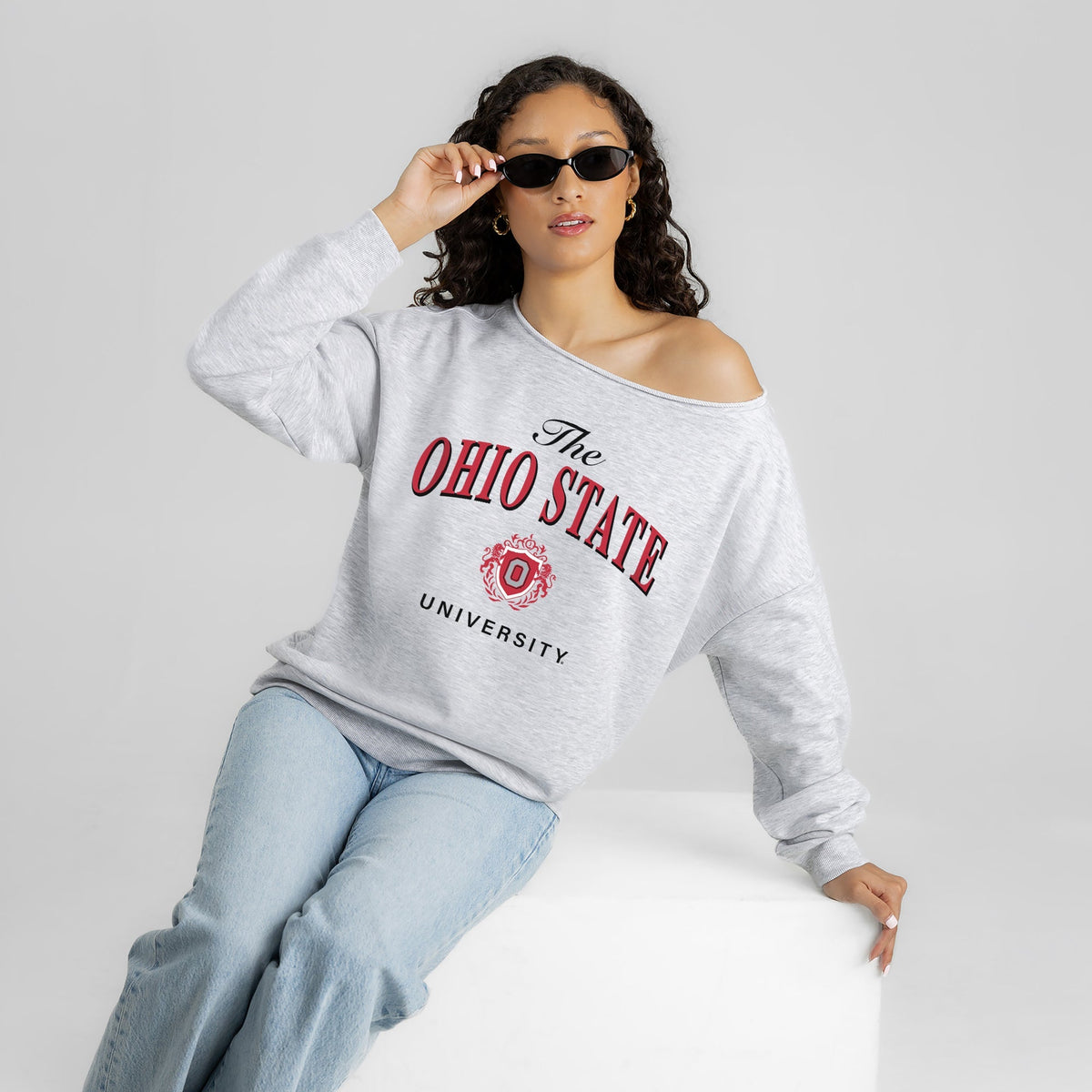 OHIO STATE BUCKEYES OFFSIDES ENERGY RELAXED OFF-SHOULDER TOP