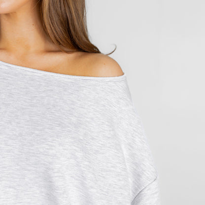 CUSTOM LOGO OFF SHOULDER FRENCH TERRY SWEATSHIRT