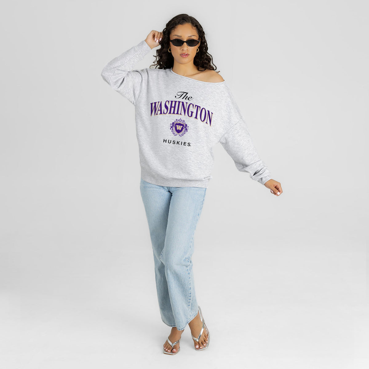 WASHINGTON HUSKIES OFFSIDES ENERGY RELAXED OFF-SHOULDER TOP