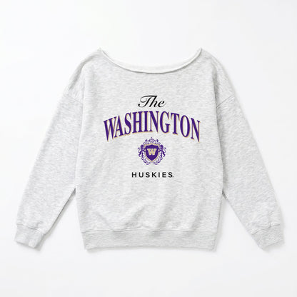 WASHINGTON HUSKIES OFFSIDES ENERGY RELAXED OFF-SHOULDER TOP