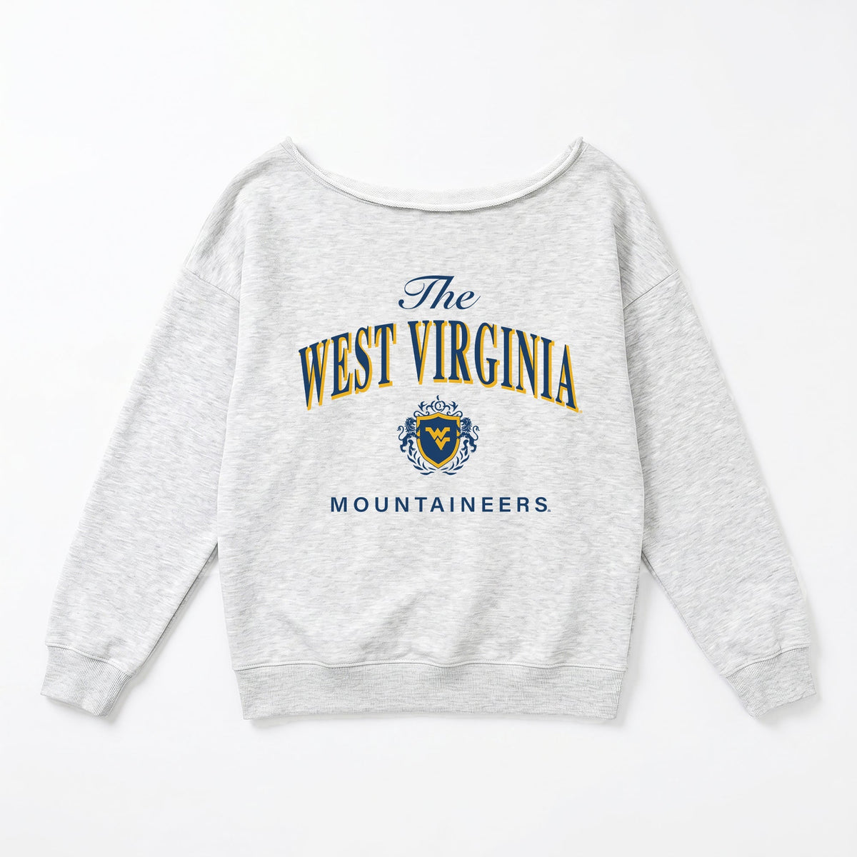 WEST VIRGINIA MOUNTAINEERS OFFSIDES ENERGY RELAXED OFF-SHOULDER TOP