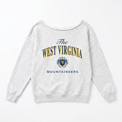WEST VIRGINIA MOUNTAINEERS OFFSIDES ENERGY RELAXED OFF-SHOULDER TOP