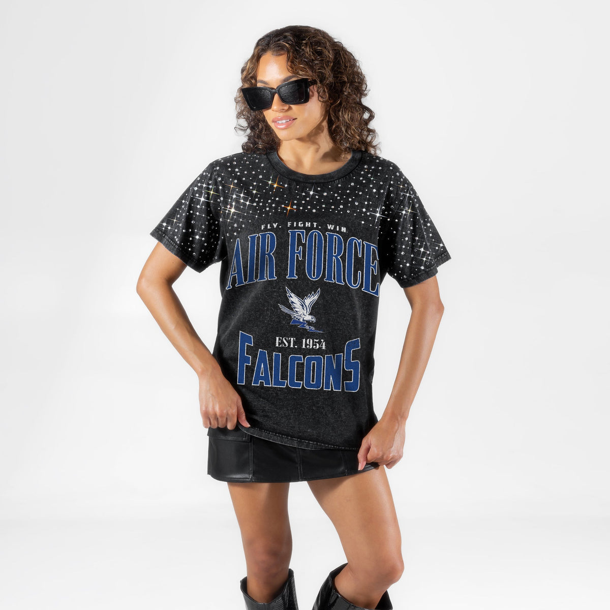 AIR FORCE FALCONS IN THE ZONE VINTAGE WASH RHINESTONE TEE