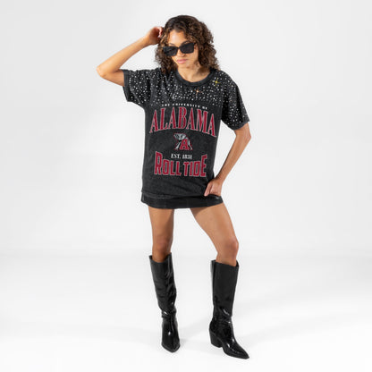 ALABAMA CRIMSON TIDE IN THE ZONE VINTAGE WASH RHINESTONE TEE