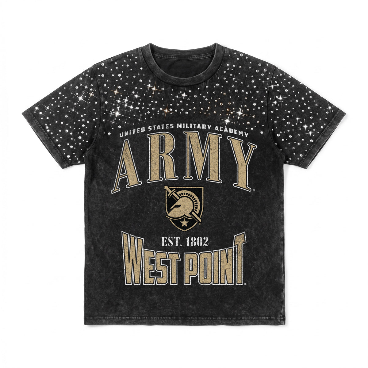 ARMY BLACK KNIGHTS IN THE ZONE VINTAGE WASH RHINESTONE TEE