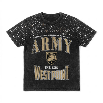 ARMY BLACK KNIGHTS IN THE ZONE VINTAGE WASH RHINESTONE TEE