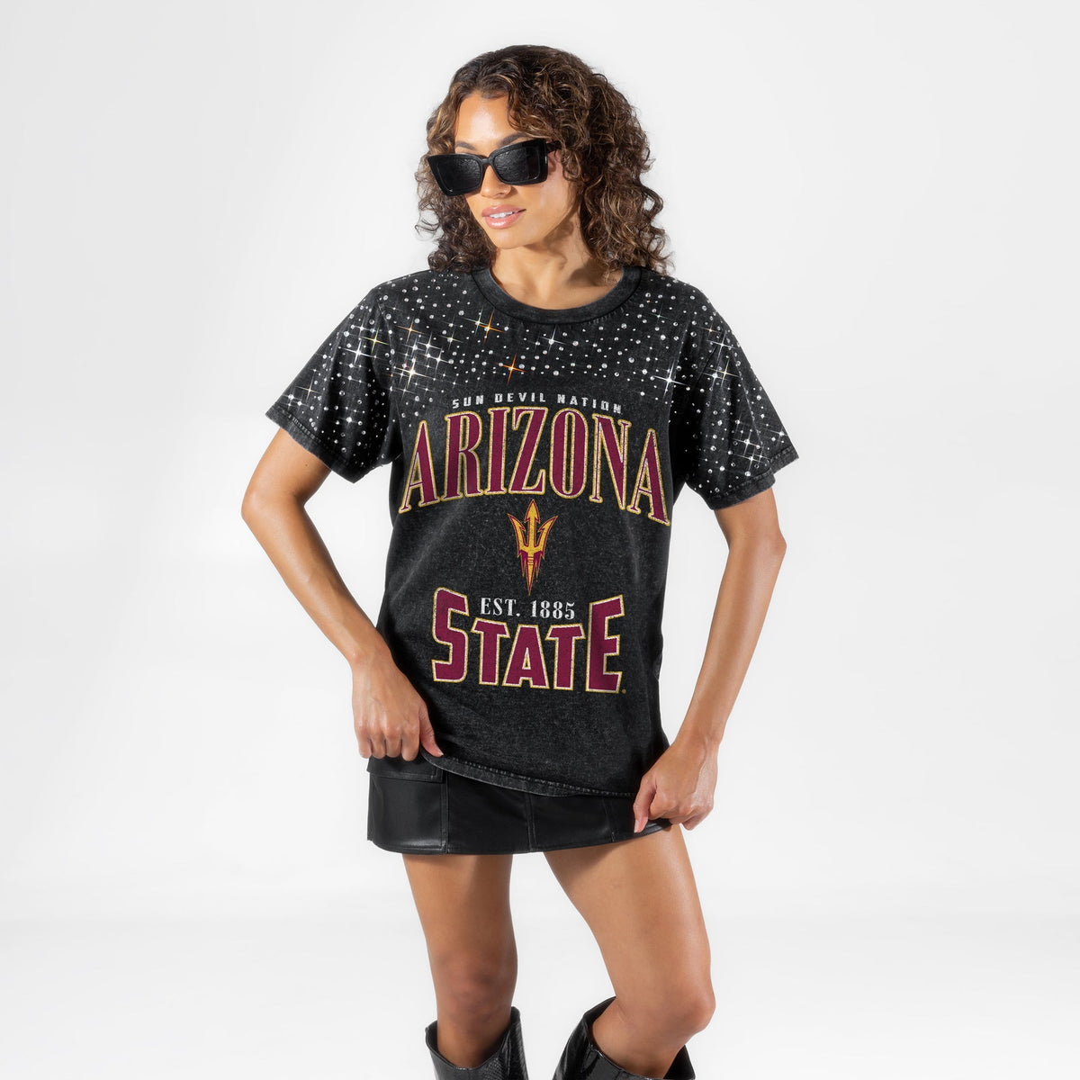 ARIZONA STATE SUN DEVILS IN THE ZONE VINTAGE WASH RHINESTONE TEE