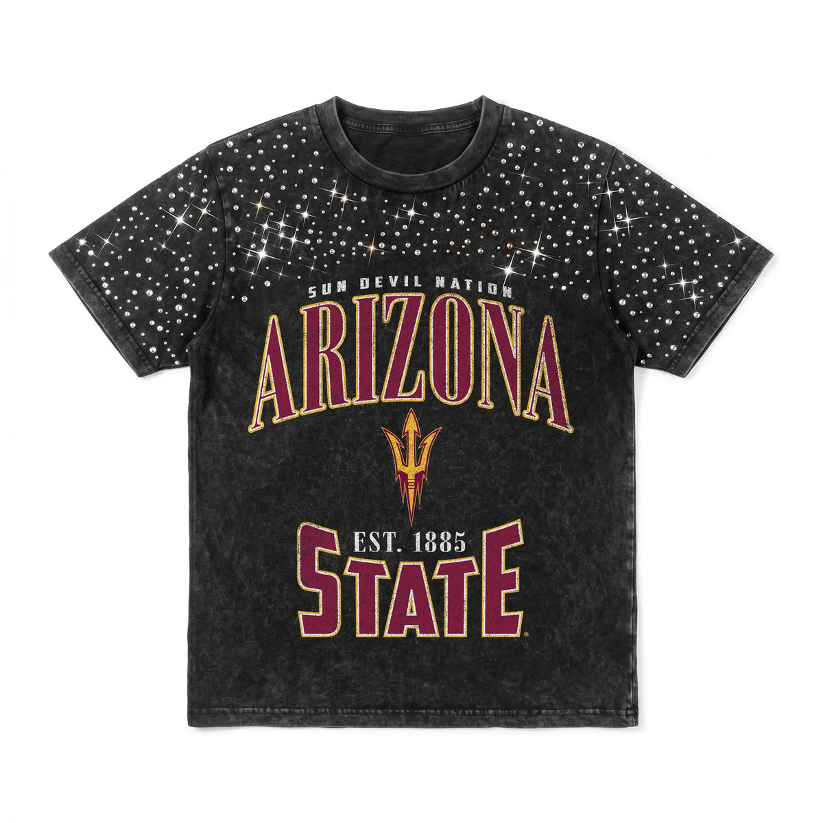 ARIZONA STATE SUN DEVILS IN THE ZONE VINTAGE WASH RHINESTONE TEE