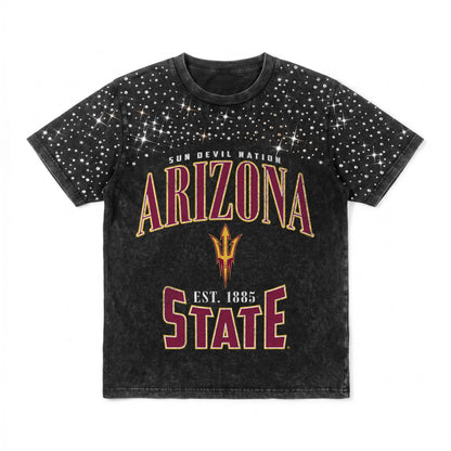 ARIZONA STATE SUN DEVILS IN THE ZONE VINTAGE WASH RHINESTONE TEE