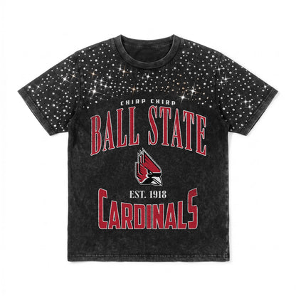 BALL STATE CARDINALS IN THE ZONE VINTAGE WASH RHINESTONE TEE