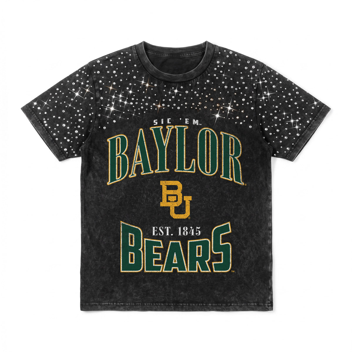 BAYLOR BEARS IN THE ZONE VINTAGE WASH RHINESTONE TEE