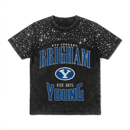 BYU COUGARS IN THE ZONE VINTAGE WASH RHINESTONE TEE