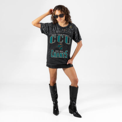COASTAL CAROLINA CHANTICLEERS IN THE ZONE VINTAGE WASH RHINESTONE TEE