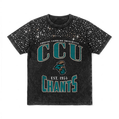 COASTAL CAROLINA CHANTICLEERS IN THE ZONE VINTAGE WASH RHINESTONE TEE
