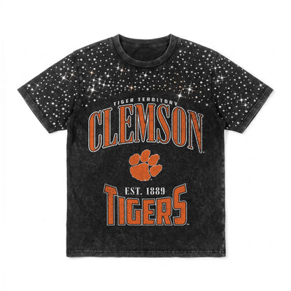CLEMSON TIGERS IN THE ZONE VINTAGE WASH RHINESTONE TEE