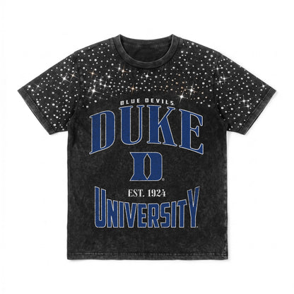 DUKE BLUE DEVILS IN THE ZONE VINTAGE WASH RHINESTONE TEE