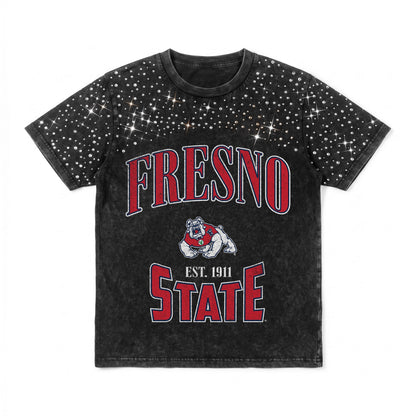 FRESNO STATE BULLDOGS IN THE ZONE VINTAGE WASH RHINESTONE TEE