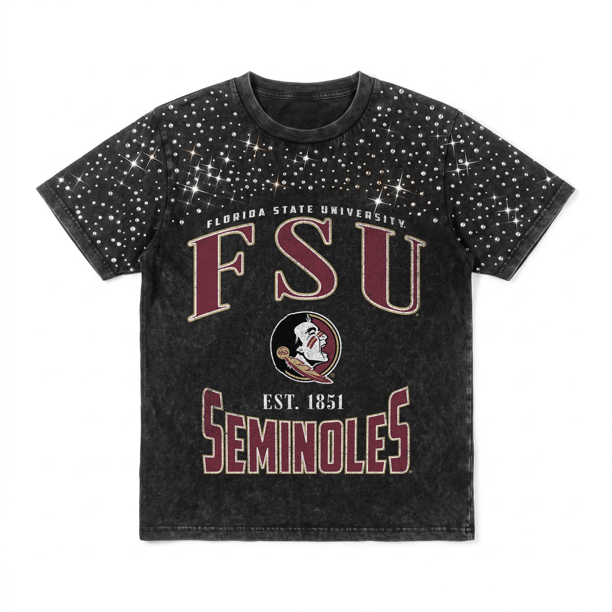 FLORIDA STATE SEMINOLES IN THE ZONE VINTAGE WASH RHINESTONE TEE