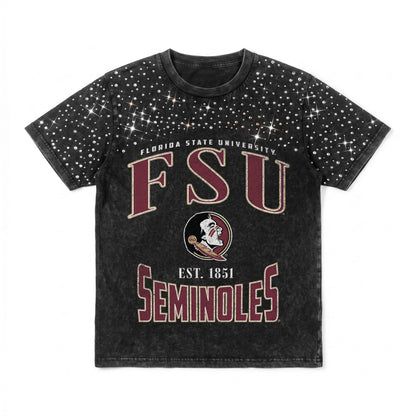 FLORIDA STATE SEMINOLES IN THE ZONE VINTAGE WASH RHINESTONE TEE