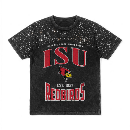 ILLINOIS STATE REDBIRDS IN THE ZONE VINTAGE WASH RHINESTONE TEE