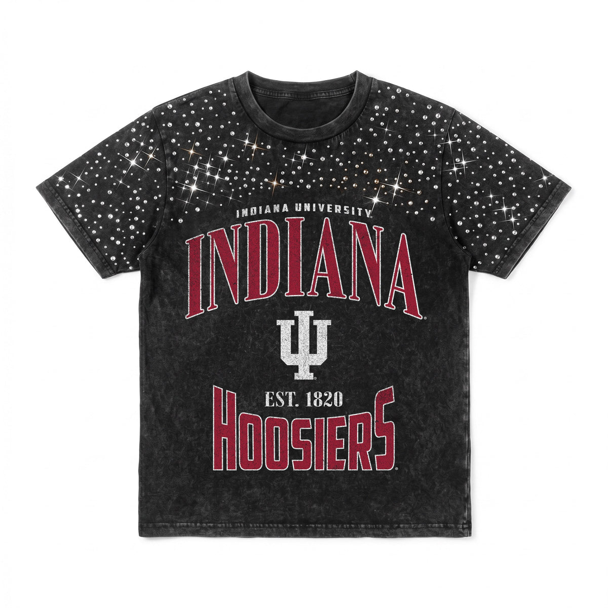INDIANA HOOSIERS IN THE ZONE VINTAGE WASH RHINESTONE TEE