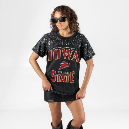 IOWA STATE CYCLONES IN THE ZONE VINTAGE WASH RHINESTONE TEE