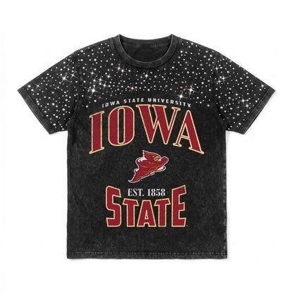 IOWA STATE CYCLONES IN THE ZONE VINTAGE WASH RHINESTONE TEE