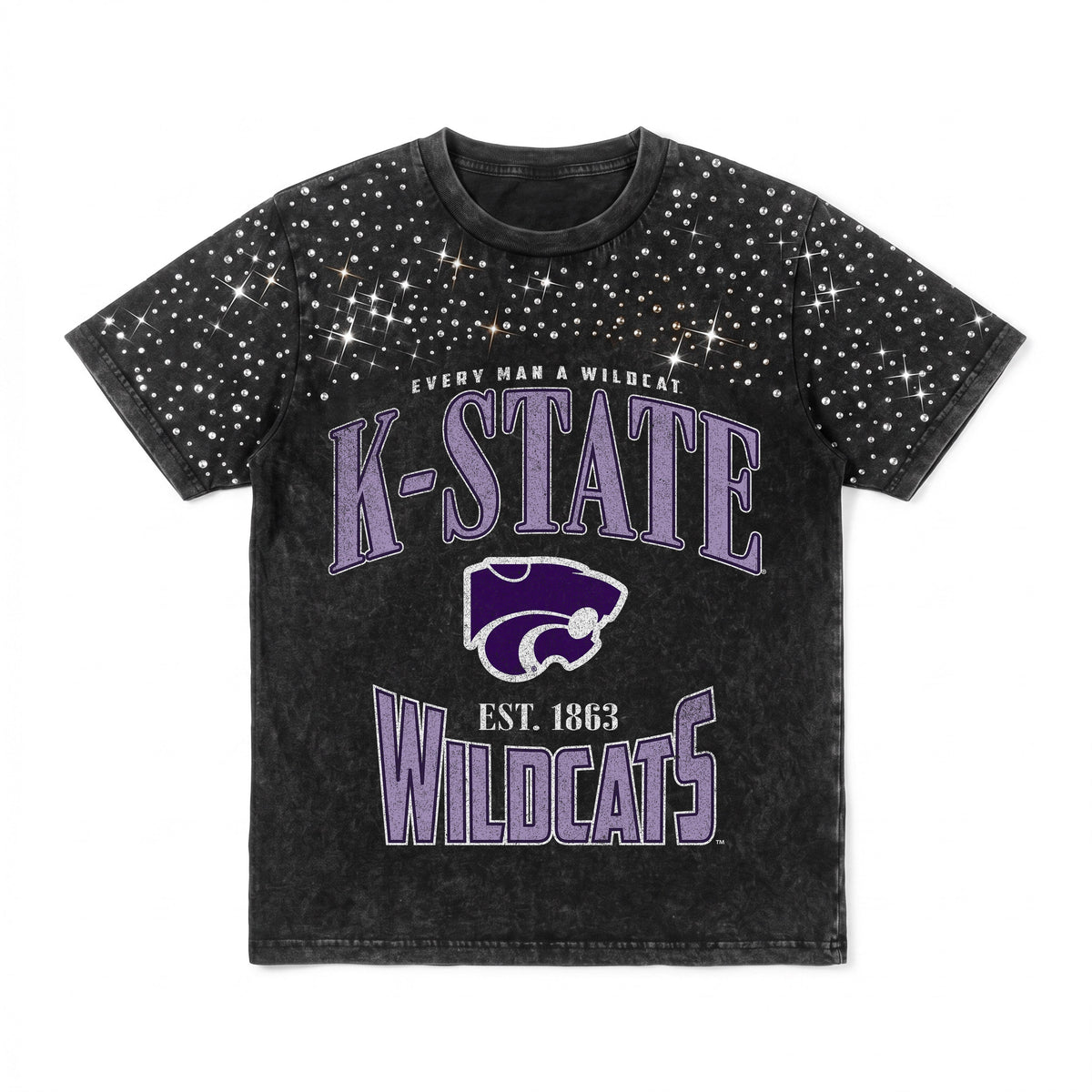 KANSAS STATE WILDCATS IN THE ZONE VINTAGE WASH RHINESTONE TEE