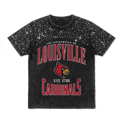 LOUISVILLE CARDINALS IN THE ZONE VINTAGE WASH RHINESTONE TEE