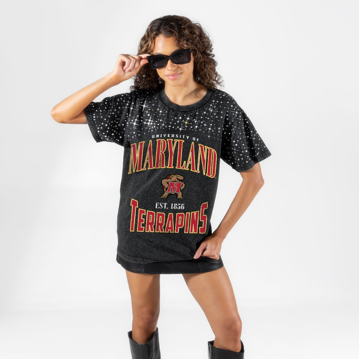 MARYLAND TERRAPINS IN THE ZONE VINTAGE WASH RHINESTONE TEE