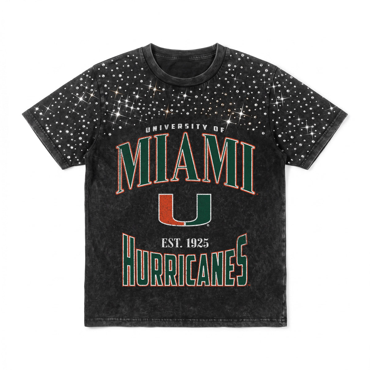 MIAMI HURRICANES IN THE ZONE VINTAGE WASH RHINESTONE TEE