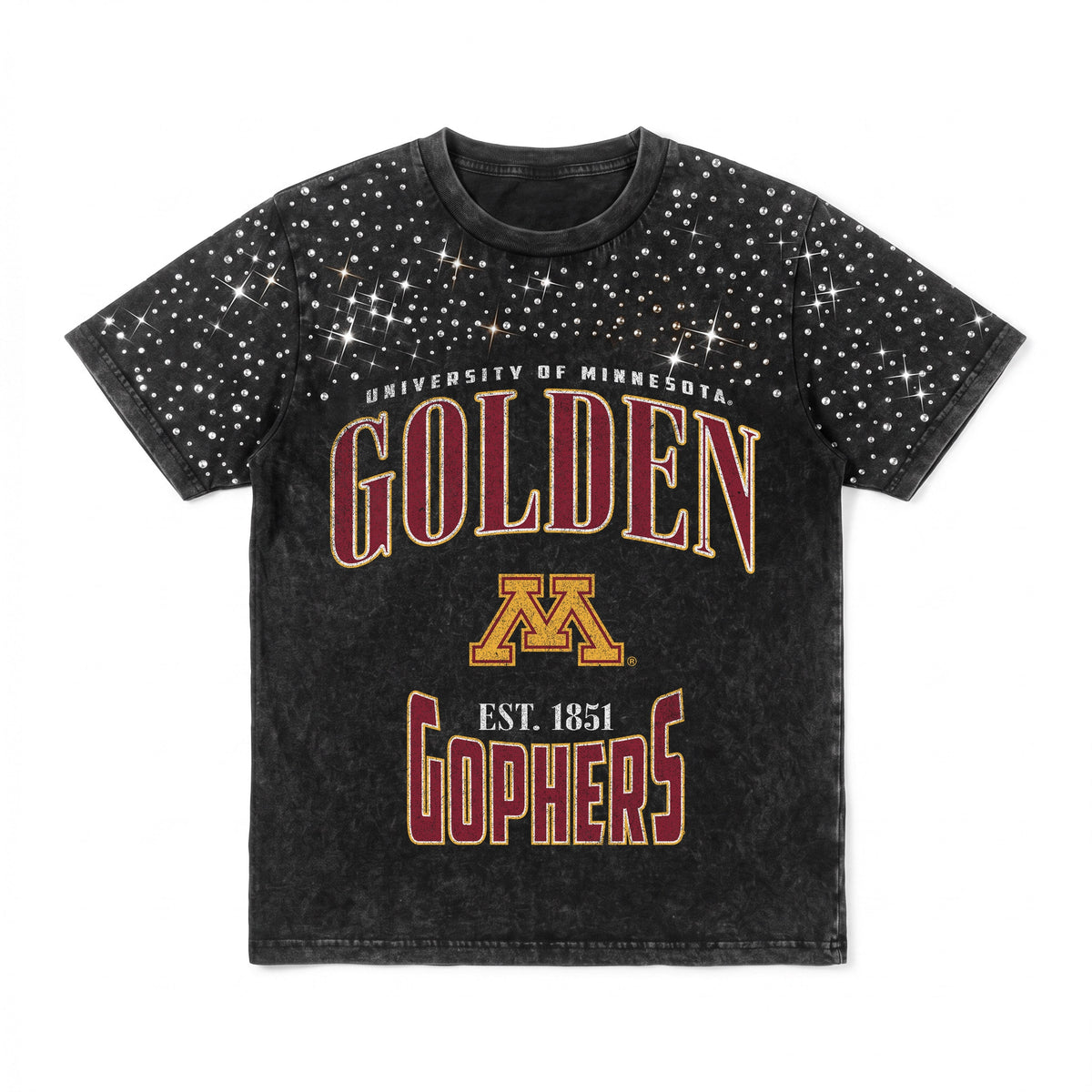 MINNESOTA GOLDEN GOPHERS IN THE ZONE VINTAGE WASH RHINESTONE TEE