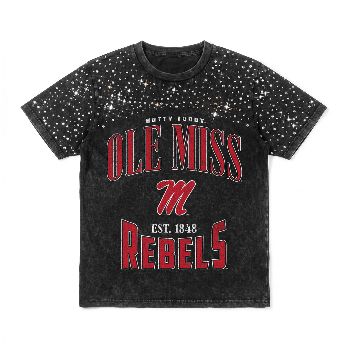 OLE MISS REBELS IN THE ZONE VINTAGE WASH RHINESTONE TEE