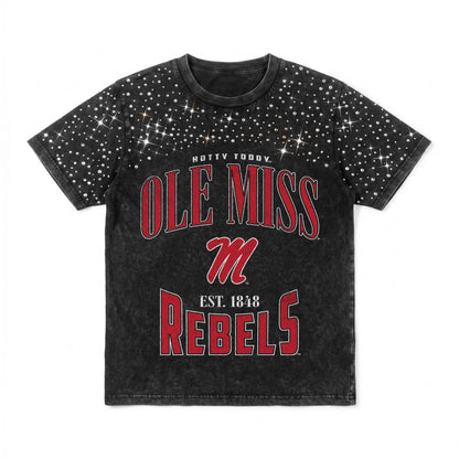 OLE MISS REBELS IN THE ZONE VINTAGE WASH RHINESTONE TEE