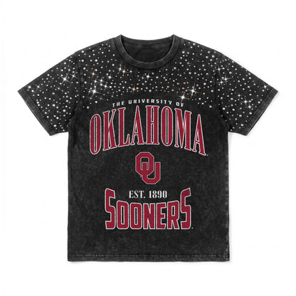 OKLAHOMA SOONERS IN THE ZONE VINTAGE WASH RHINESTONE TEE