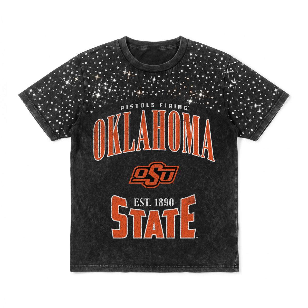 OKLAHOMA STATE COWBOYS IN THE ZONE VINTAGE WASH RHINESTONE TEE