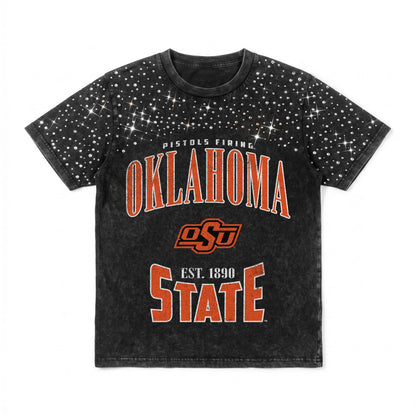 OKLAHOMA STATE COWBOYS IN THE ZONE VINTAGE WASH RHINESTONE TEE