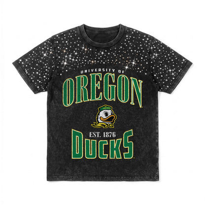 OREGON DUCKS IN THE ZONE VINTAGE WASH RHINESTONE TEE