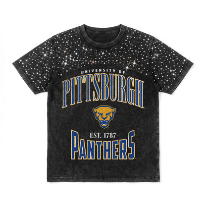 PITTSBURGH PANTHERS IN THE ZONE VINTAGE WASH RHINESTONE TEE