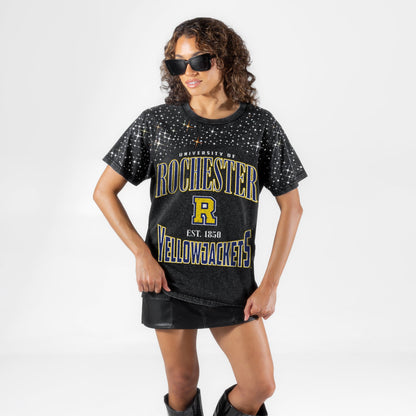 ROCHESTER YELLOWJACKETS IN THE ZONE VINTAGE WASH RHINESTONE TEE